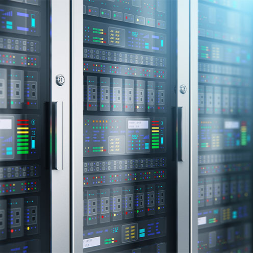 Modern web network and internet telecommunication technology, big data storage and cloud computing computer service business concept: 3D render illustration of the macro view of server room interior in datacenter with selective focus effect Modern web network and internet telecommunication technology, big data storage and cloud computing computer service business concept: 3D render illustration of the macro view of server room interior in datacenter with selective focus effect